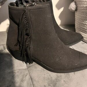 Chic Black Fringe Ankle Booties